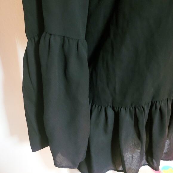 FREE with bundle! J. Crew black flounce sleeve chiffon semi-sheer peplum blouse - Picture 6 of 11